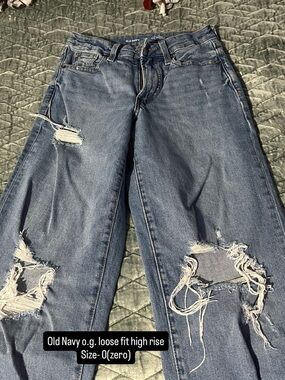 Old Navy High-Rise Distressed Wide-Leg Jeans - Medium Blue